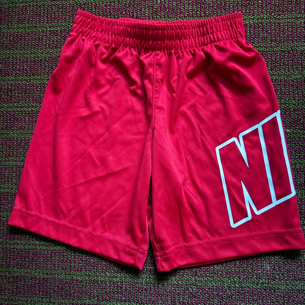 Nike Boys’ Red Dri-Fit Athletic Shorts with Bold Logo – Size 5 (4–5 Years)